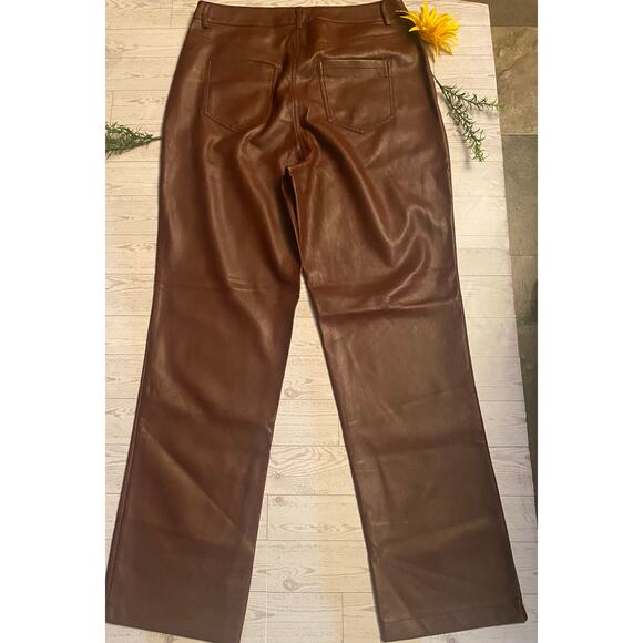 Marc New York Andrew Marc Women’s Faux Leather Pants Brown Size 10 - Picture 6 of 8